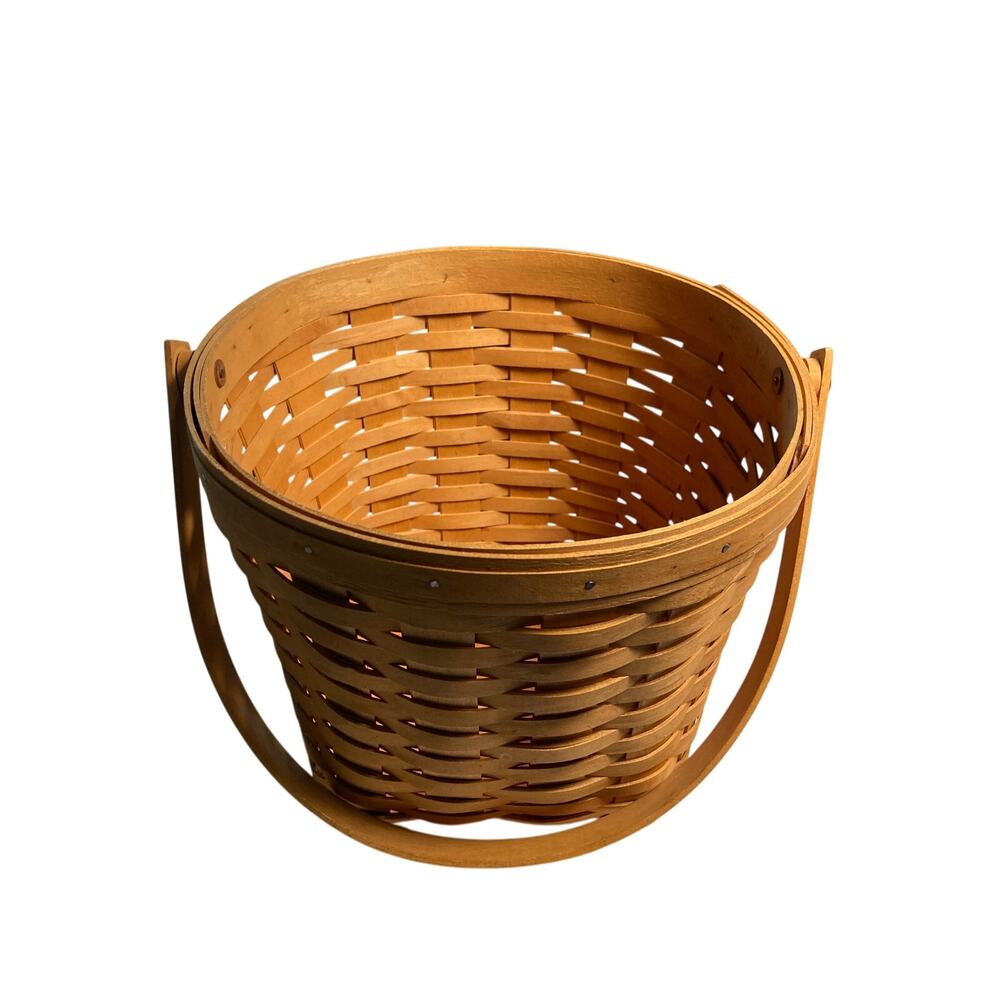 2001 Longaberger Medium Fruit Basket with Swing Handle "READ"
